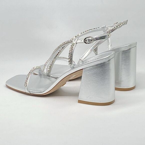 Stuart Weitzman Embellished Metallic Leather Sandals size 8 - Picture 9 of 14